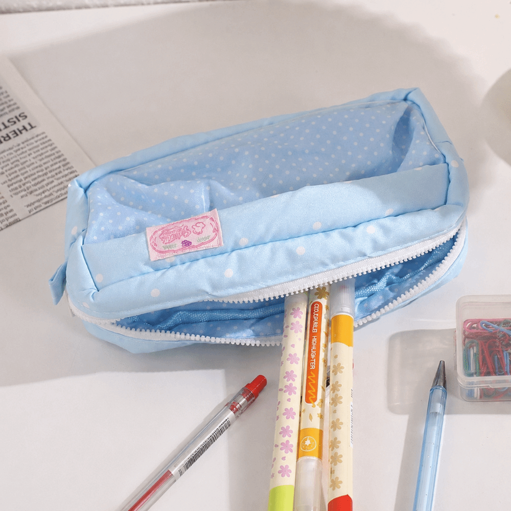 Aesthetic Large Pencil Case Pouch - Aesthetic Polka Dot Pencil Case Large