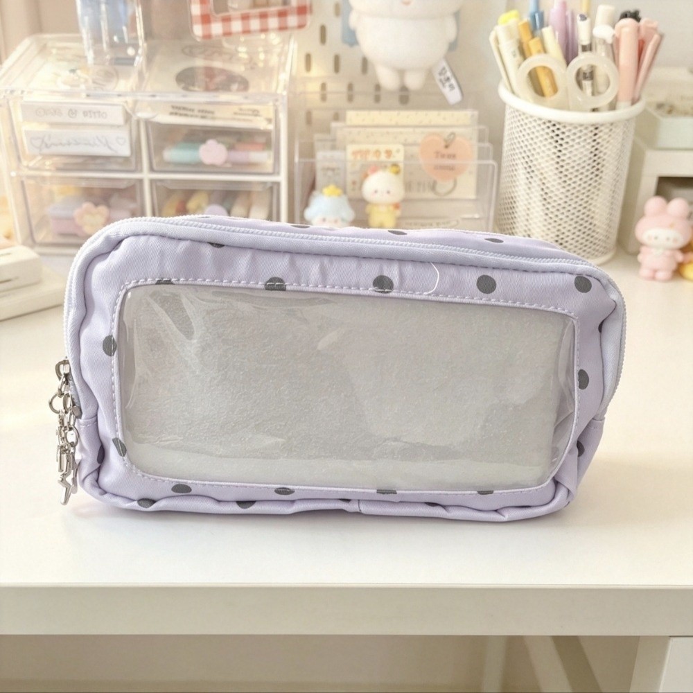 Aesthetic Large Pencil Case Pouch - Large Capacity Pencil Case Polka Dot