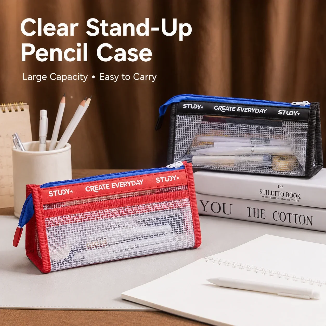 Clear Pencil Case, Large Capac - đánh giá và giá Aesthetic Large Pencil Case Pouch