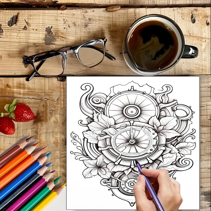 Coloring Book Steampunk Flower - đánh giá và giá School Supplies