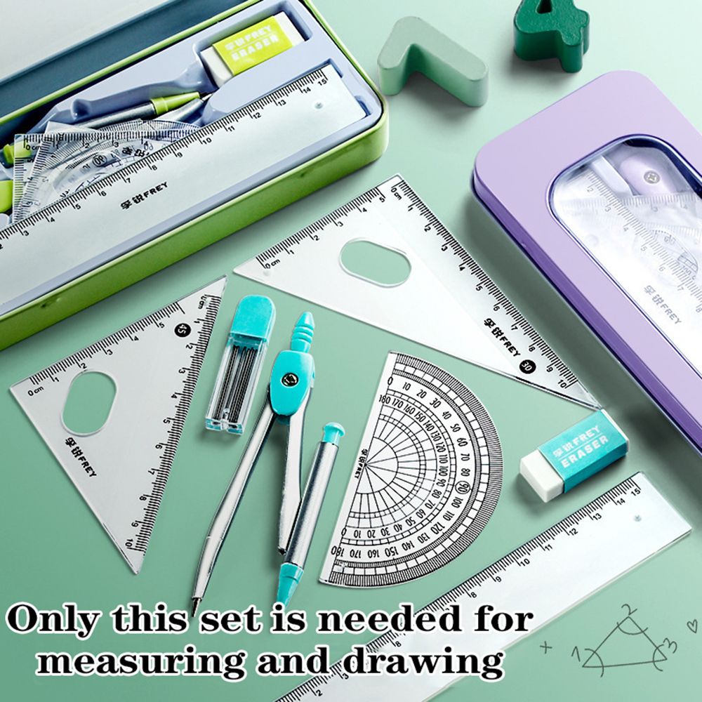 7Pcs/Set Ruler Compass Pencil  - đánh giá và giá Math Geometry Set With Compass