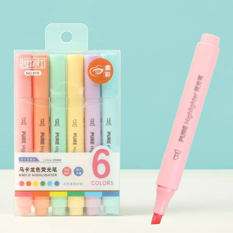 6Pcs/Set Macaron Color Pastel  - đánh giá và giá Pastel Highlighter Set Double Ended
